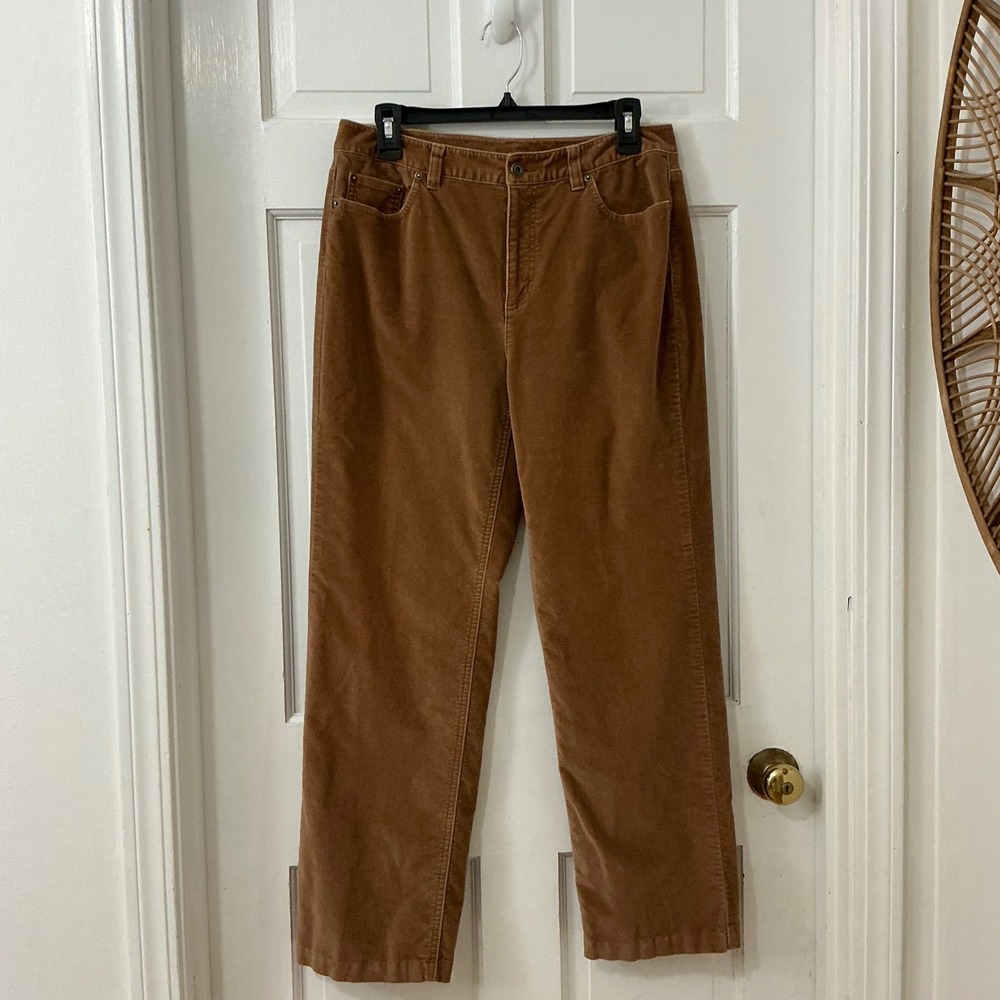 Talbots Camel Brown Corduroy Pants 8 Dark Academia Preppy Classic Stretch 30x27